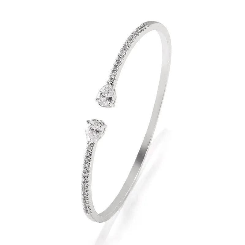 Copper bracelet with white zircon decoration in simple design