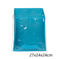 Blue folding storage basket with clear front panel placed on a wire shelf, large size 41x33x33cm