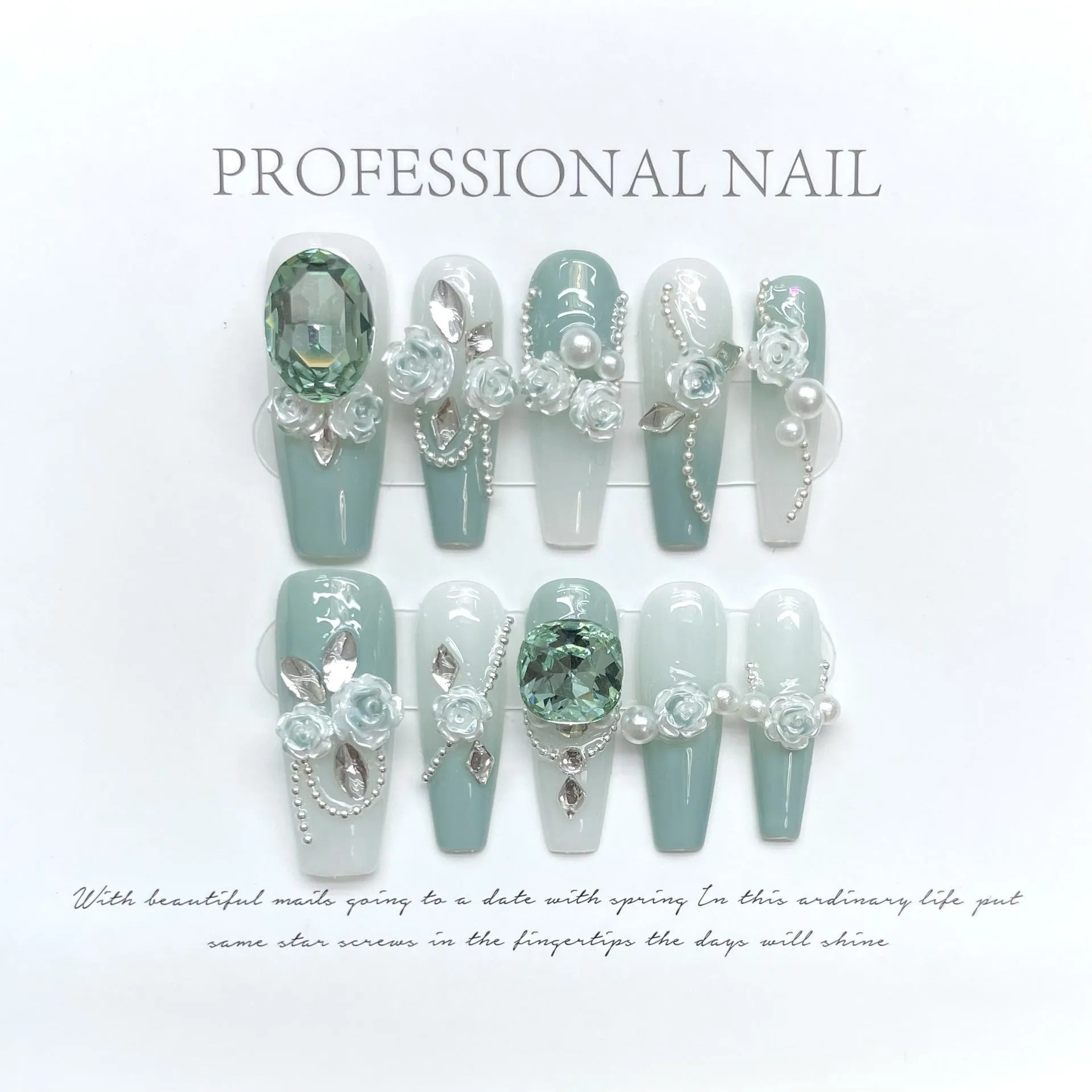 Women's green camellia pattern diamond bracelet with matching plastic armour suit jewellery set