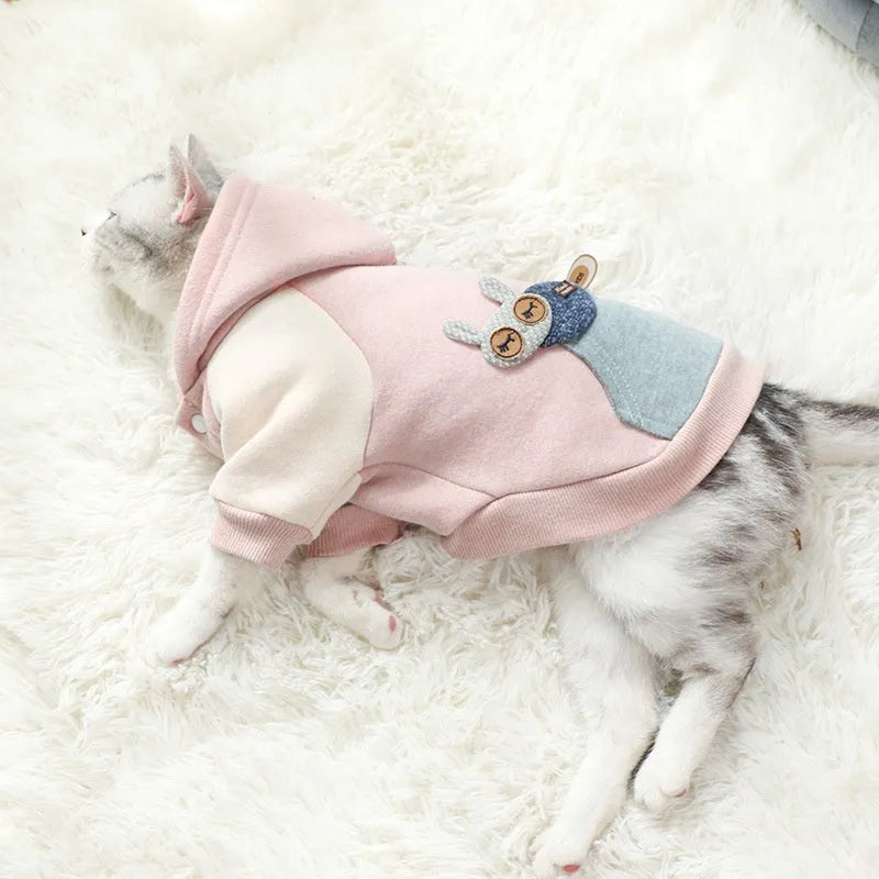 Cotton pet sweatshirt for small dogs and cats in brown, green, pink colours