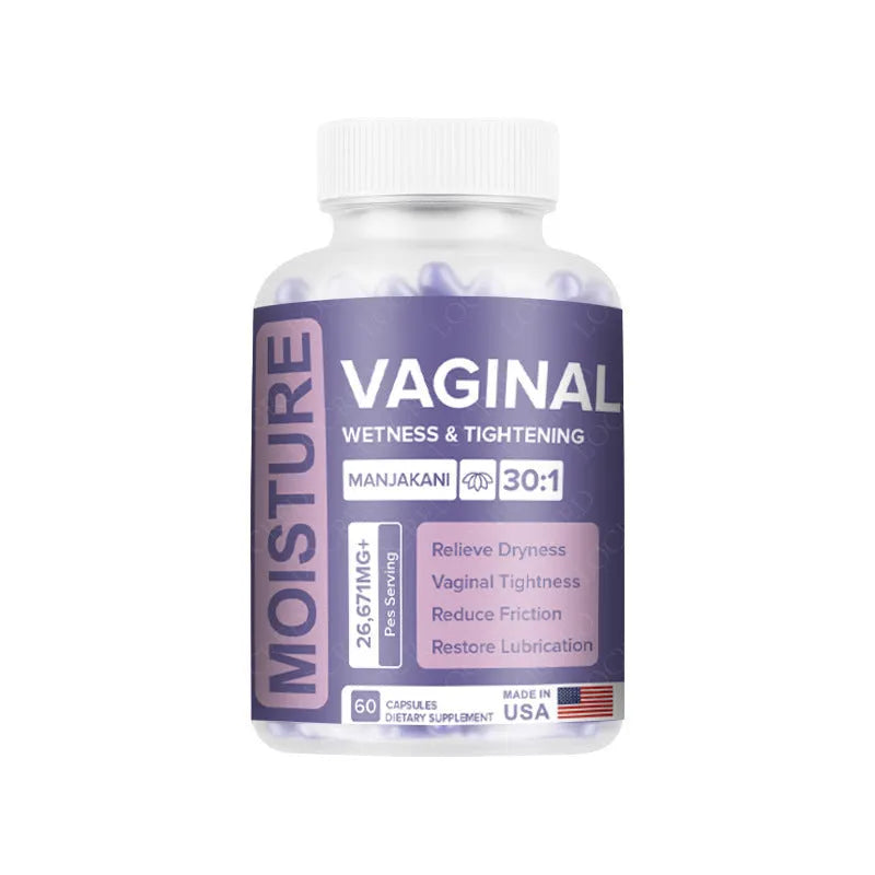 Bottle of 60 vaginal capsules for adult women's intimate care with extraction-based formulation