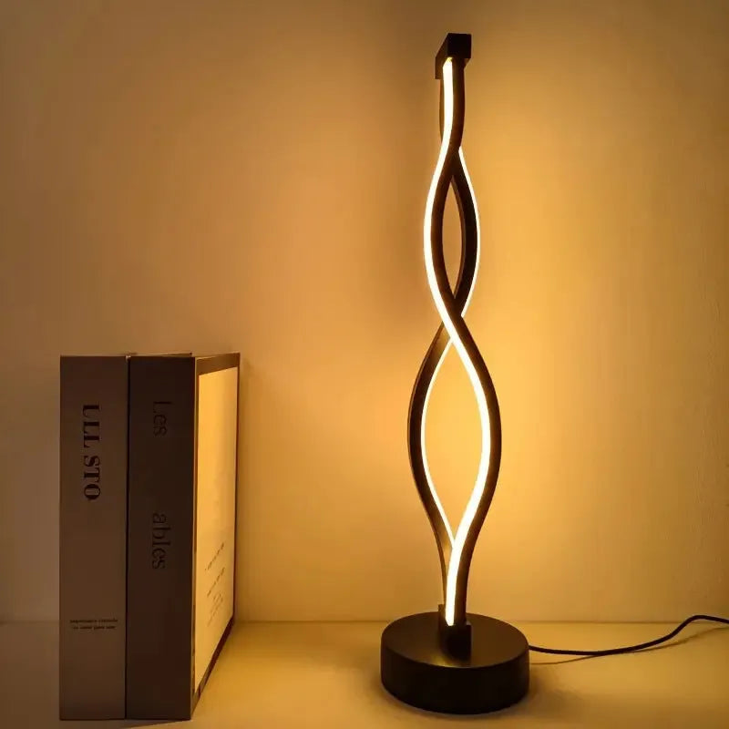 Black aluminium desk lamp with three-colour dimming button on creative modern base