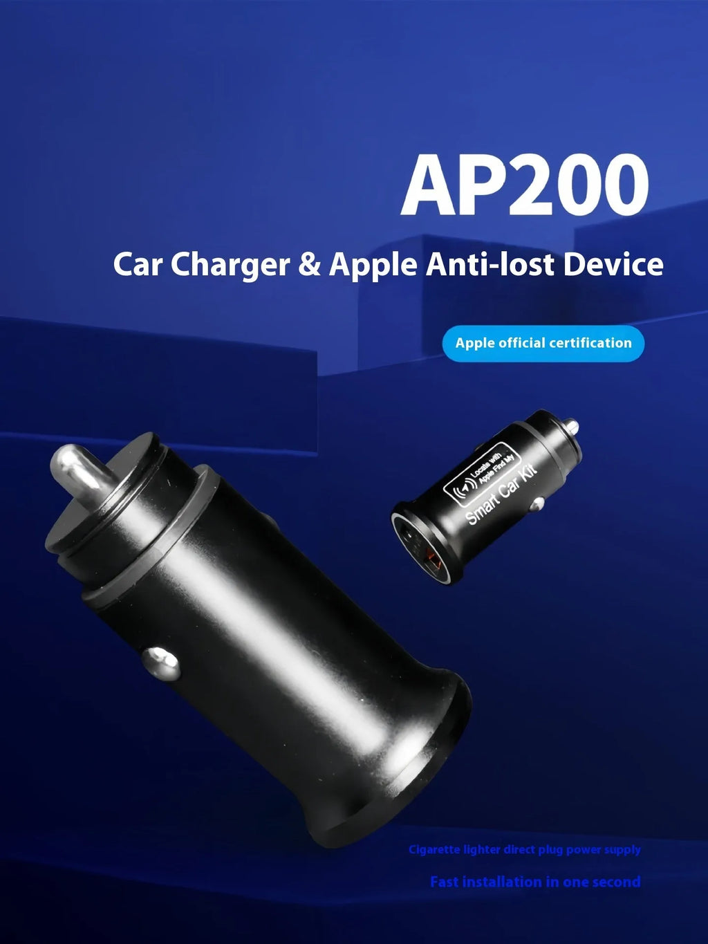 Matte black car GPS locator device with charging connector for vehicle tracking