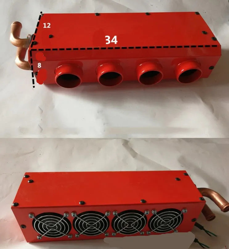 Long small four hole copper pipe body car heater metal casing 12V 24V manual control unit