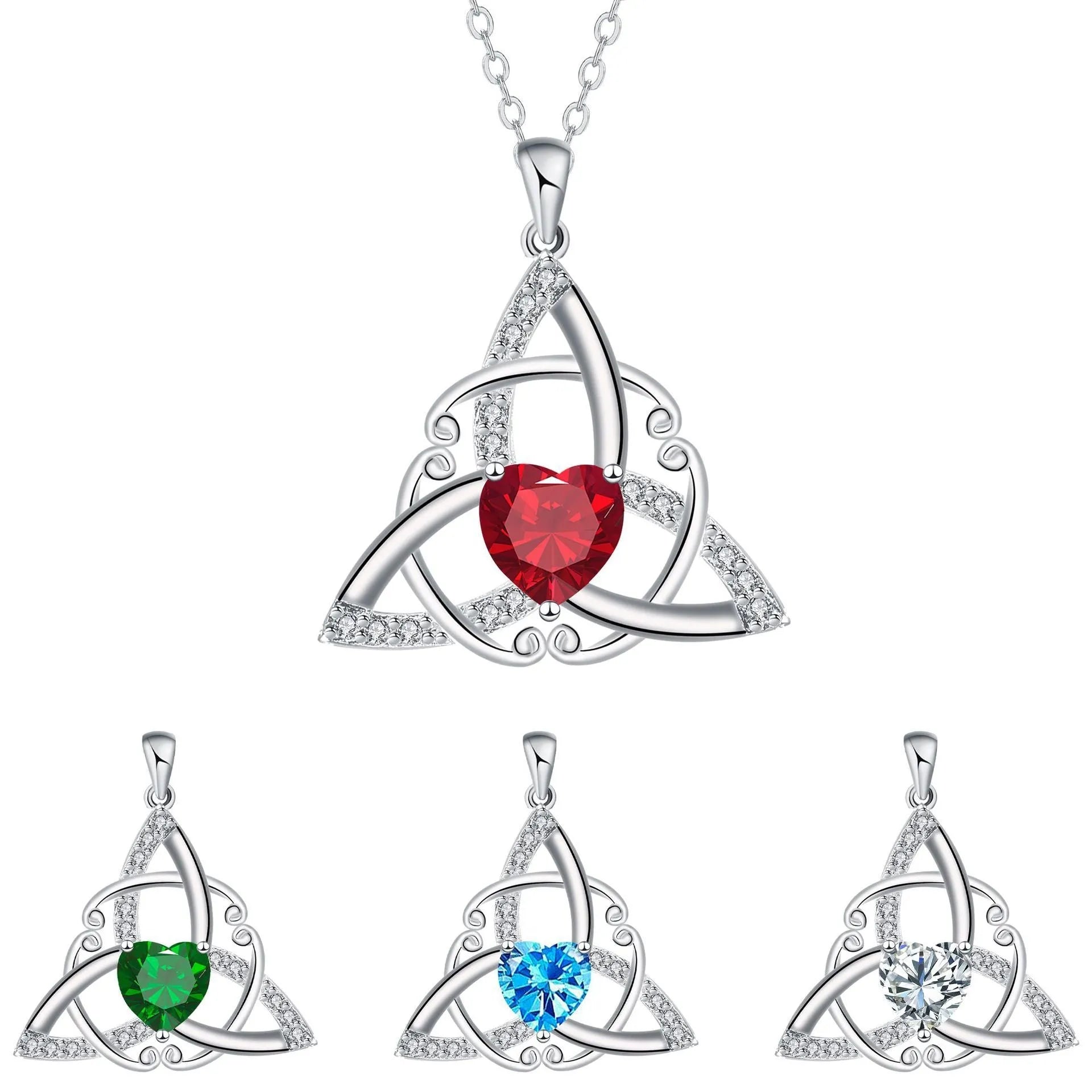 Geometric Celtic knot copper necklace for women in blue electroplated finish.