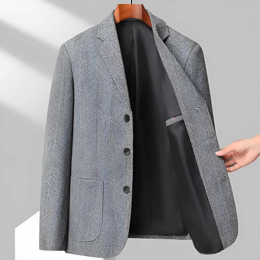 Men's loose fit polyester coat in black colour showing simple solid design for casual wear
