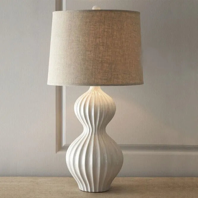 American simple Jingdezhen ceramic table lamp with fabric lampshade, 36cm diameter, 62cm height
