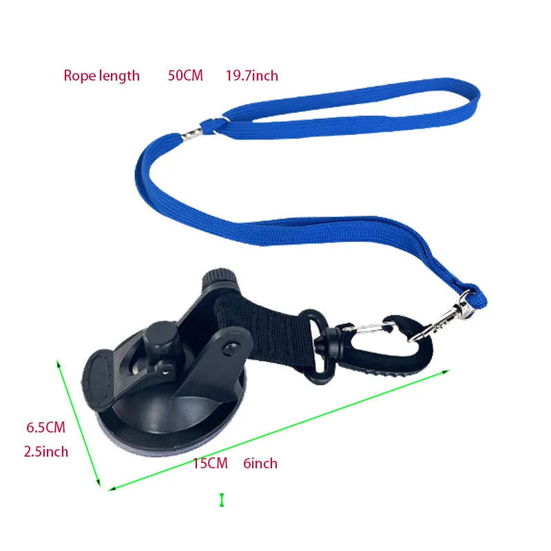 Pet bathing restraint handcuffs with suction cups and anti-grab traction rope in black or blue colour