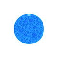 Round silicone pet lick mat in mint colour with suction cup on the underside