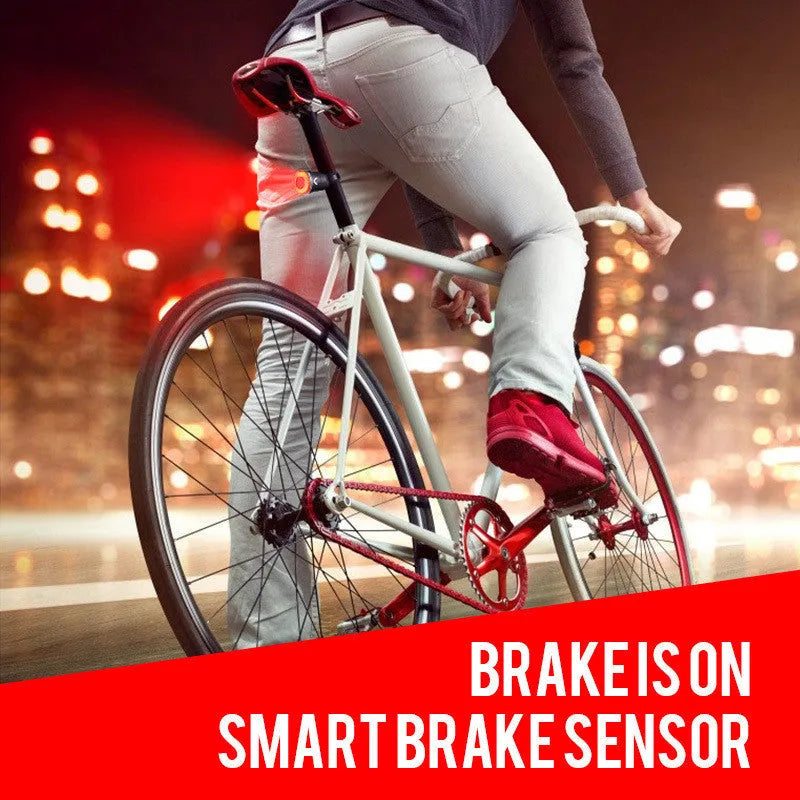 Black USB rechargeable smart brake sensing bicycle taillight with aluminium housing