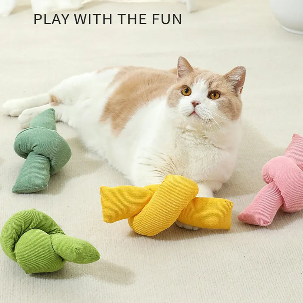 White knotted cotton dog rope toy for tug play and dental flossing