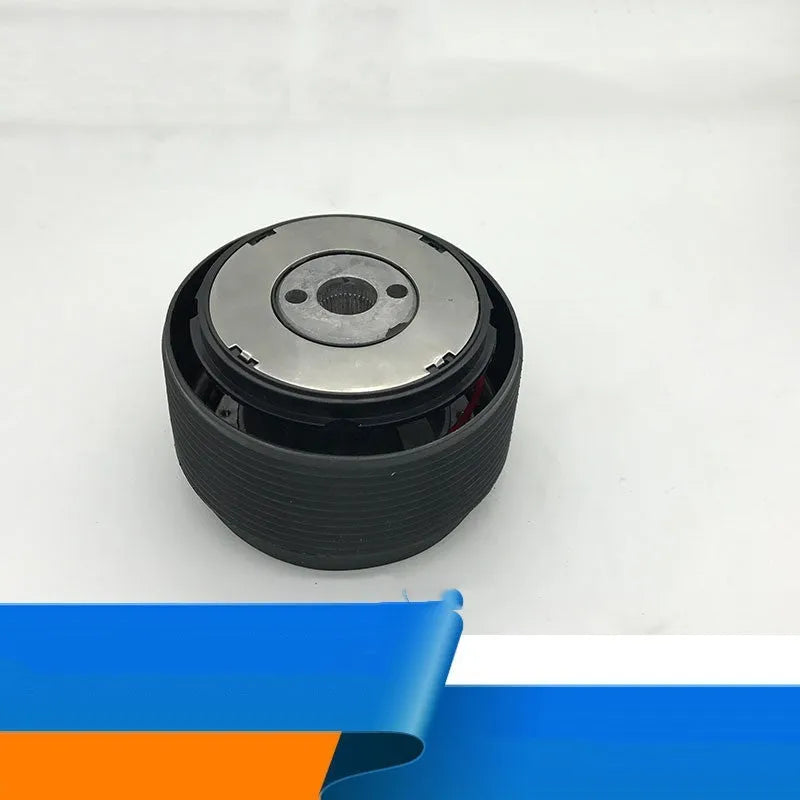 Black plastic and aluminium steering wheel connector hub adapter for Mazda R-2 model
