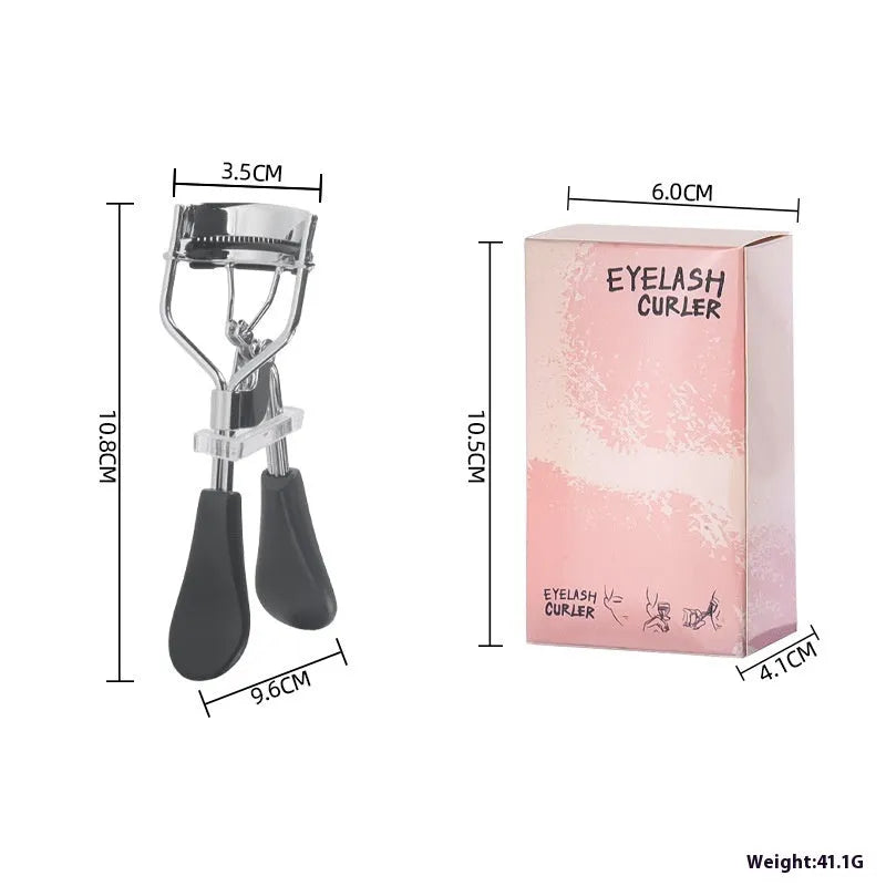 A4 manual eyelash curler with comb in black ribbon finish on white background