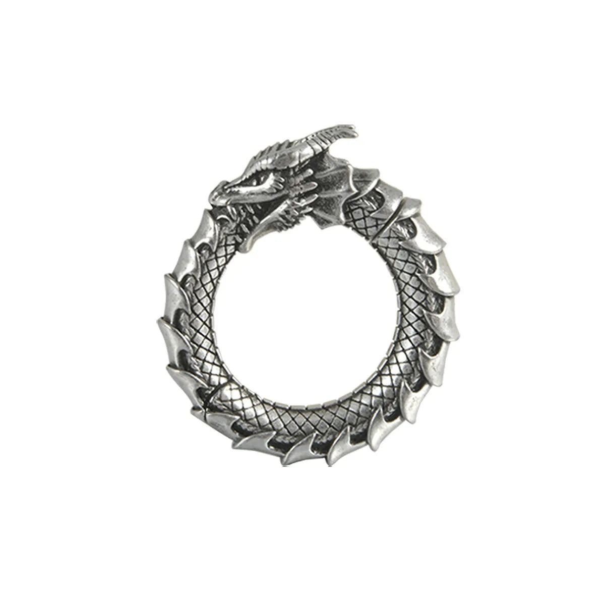 Geometric hollow out large size alloy earrings with antique silver dragon shape colour