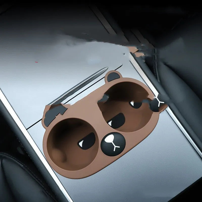 Silicone cup holder limiter insert for vehicle centre console in grey, tan and pink colours