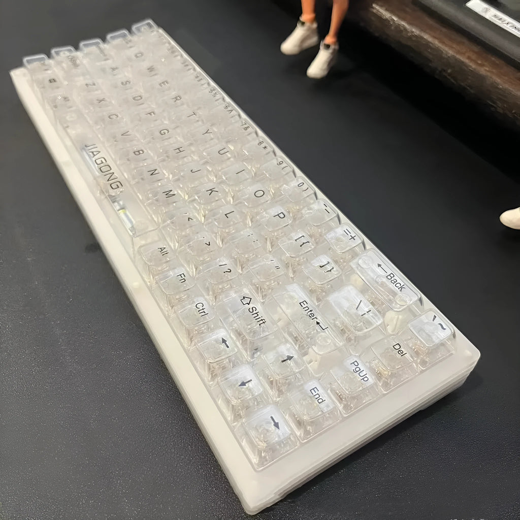 Universal transparent key cap set with 132 large keys for mechanical keyboard replacement