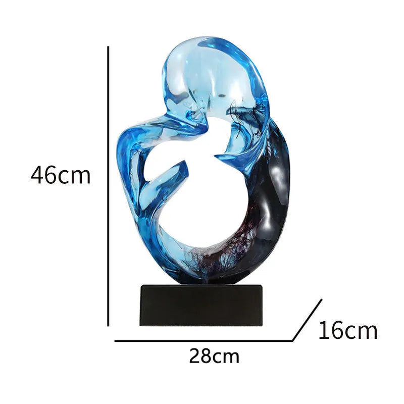 Transparent resin craft ornament sculpture in modern simplicity style available in orange red or blue colour