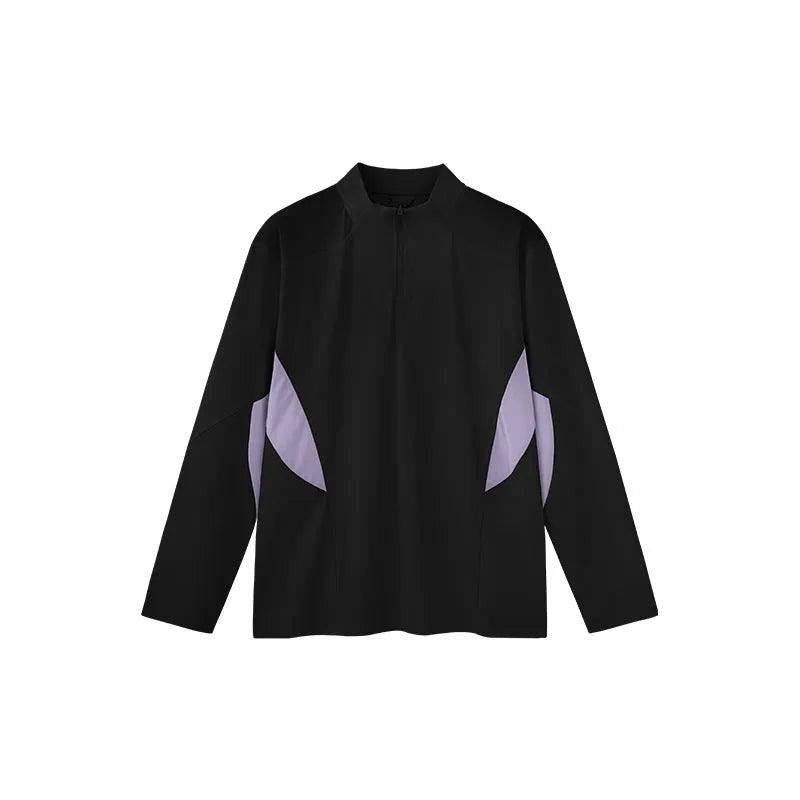 Men's lightweight solid-colour polyester top in black, available in long sleeve and short sleeve styles.