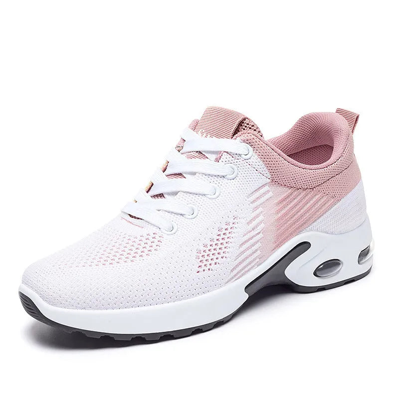 Women's Flyknit casual running shoes with striped pattern and mesh lining in available colours