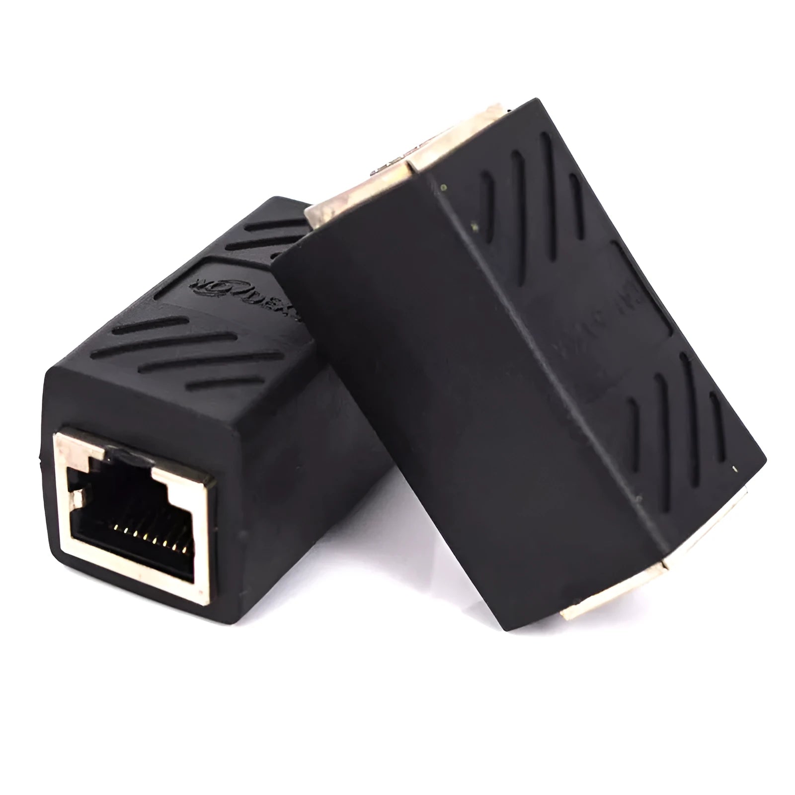 Black RJ45 network cable butt joint extender adapter for ethernet cable connections