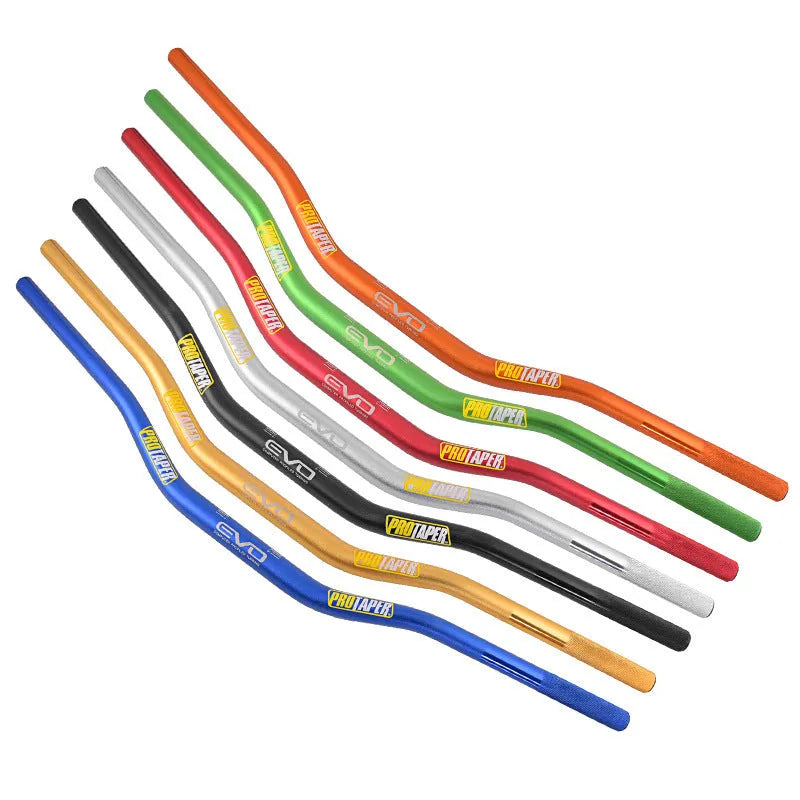 Aluminium motorcycle handlebar with 28mm diameter and orange finish for scrambling bikes