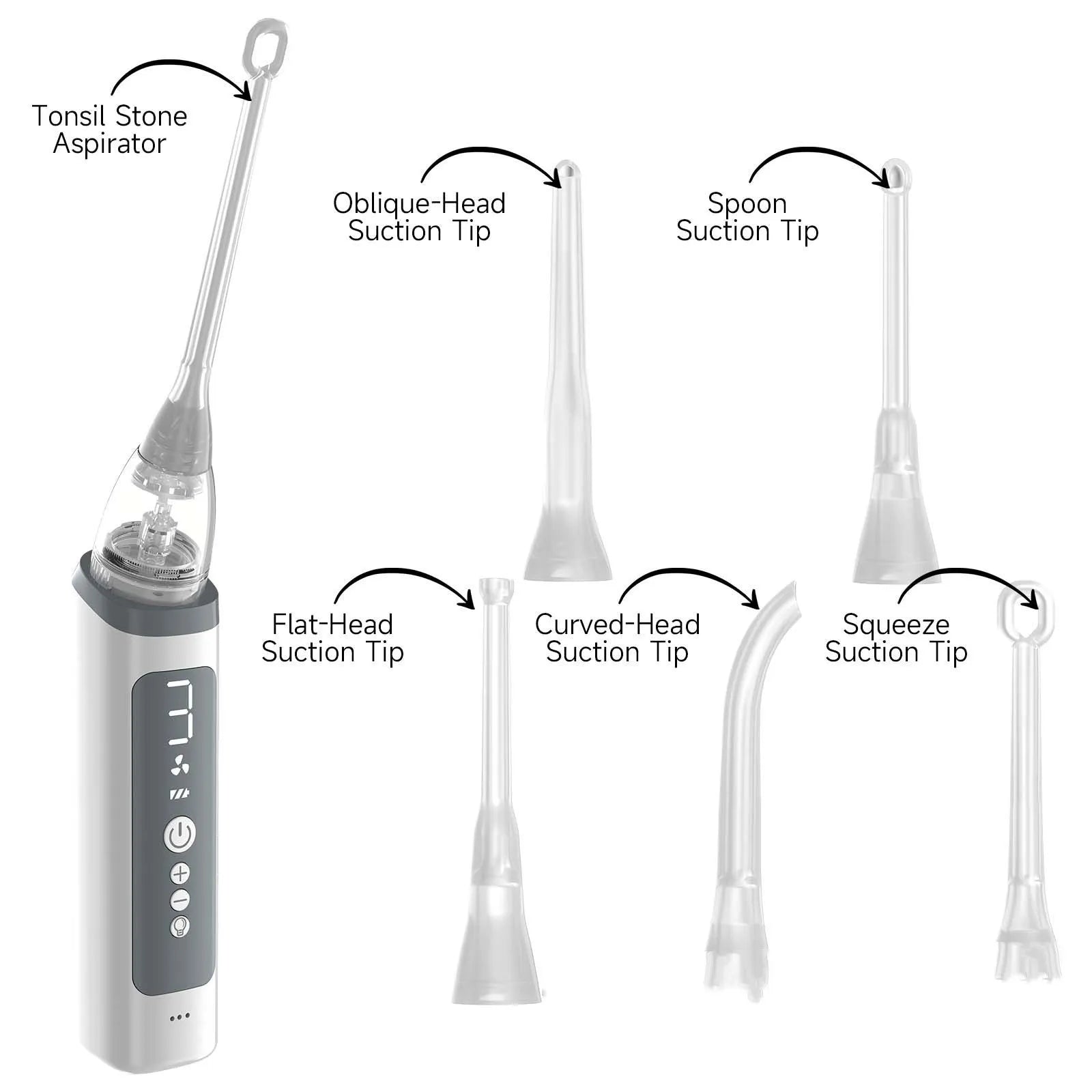 Milky white tonsil stone removal tool for oral cleaning and dental stone extraction