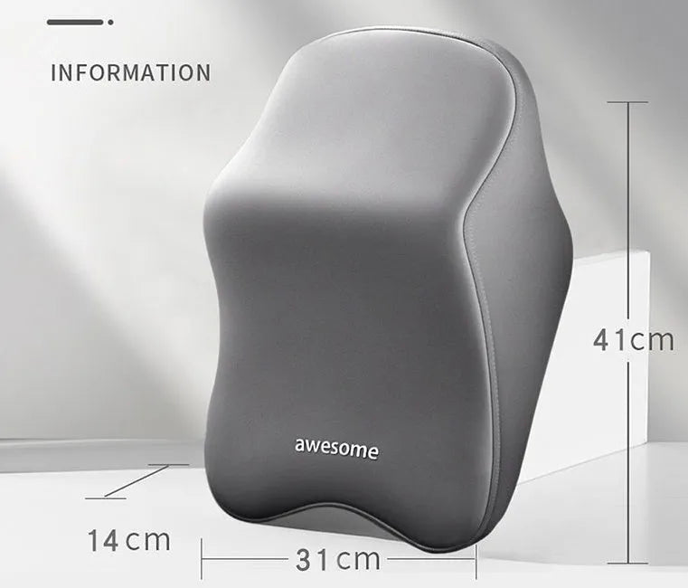Memory foam car pillow set showing headrest and lumbar support pillows in solid colours