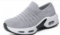Women's plus size stretch knit socks shoes in Tao dark blue colour with mesh upper and low heel.