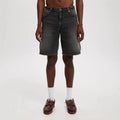 Men's loose fit straight leg jeans in light blue cotton denim fabric