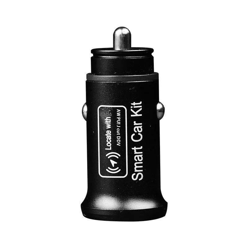 Matte black car GPS locator device with charging connector for vehicle tracking