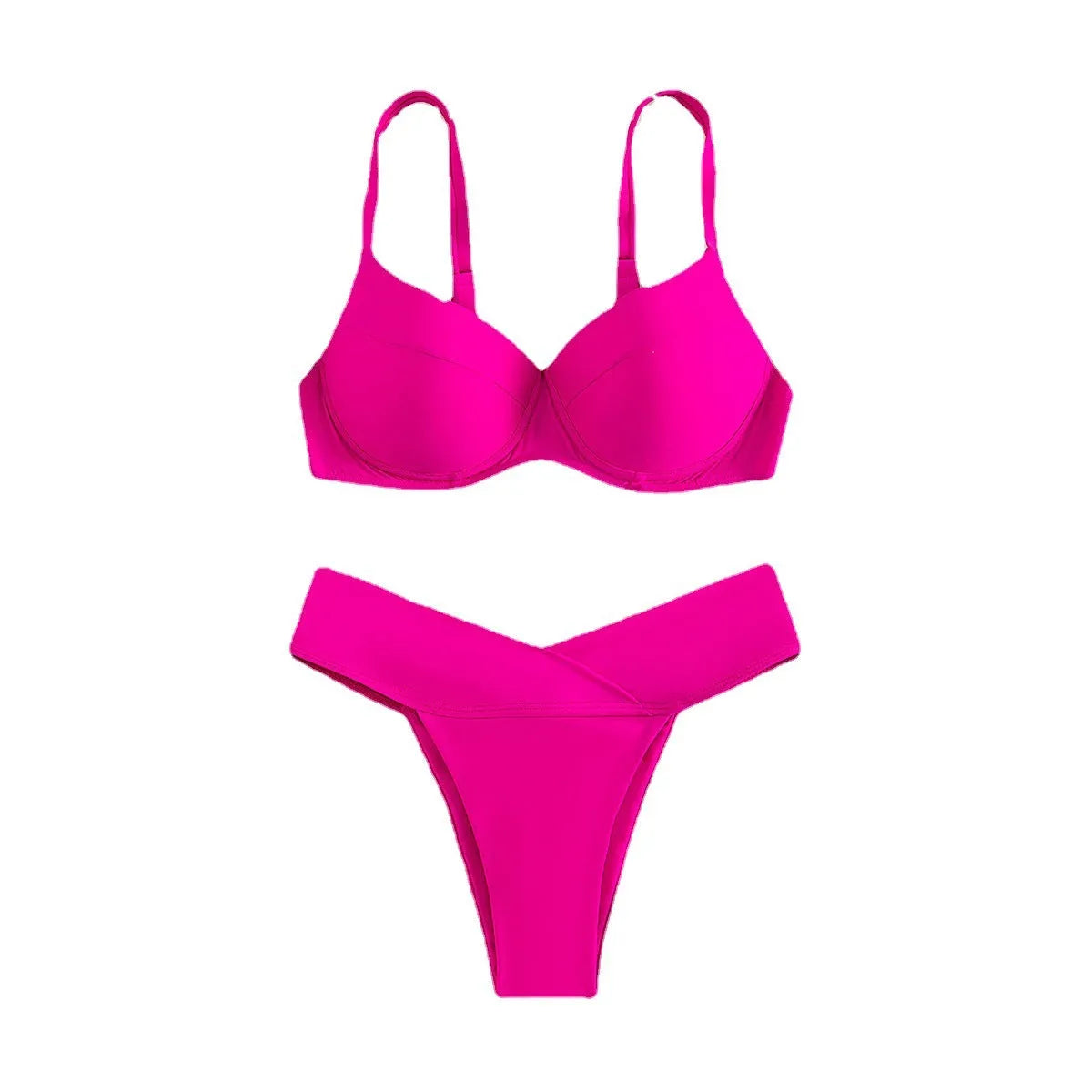 Women's solid colour bikini swimsuit in a briefs style for swimming sports.