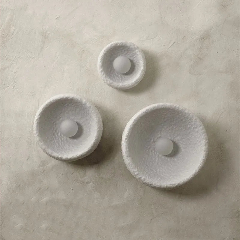 Modern Japanese-style silent wall lamp with round resin shade in three size options