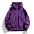 Men's waterproof windproof hooded jacket in polyester blend fabric available in black purple ginger yellow colours