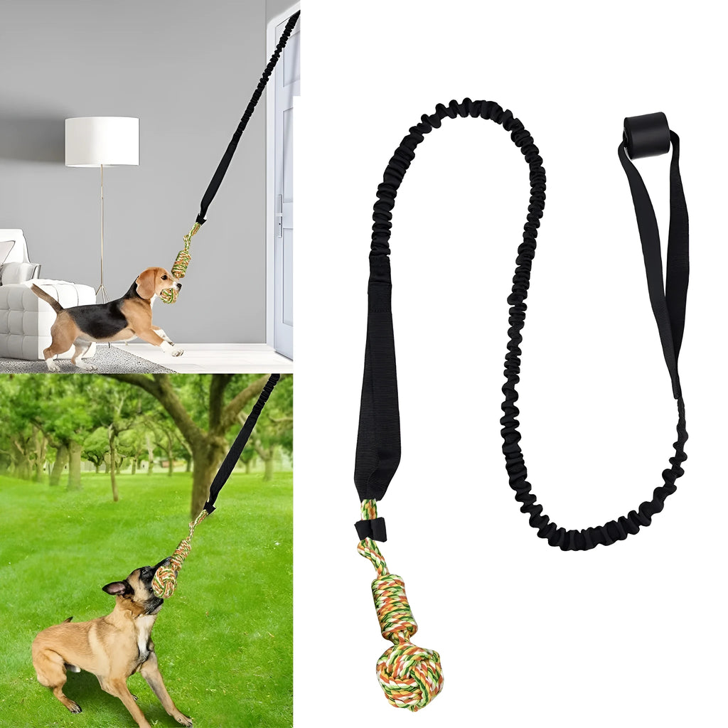Braided cotton dog tug of war rope toy in red, grey, or black colours for interactive play