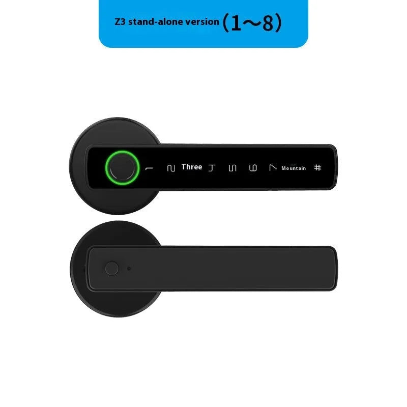 Black spherical smart door lock for wooden interior doors with fingerprint and password entry