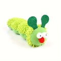 Green interactive plush cat toy pillow with rechargeable electronic mechanism, shown next to scale indicating 24 cm length.