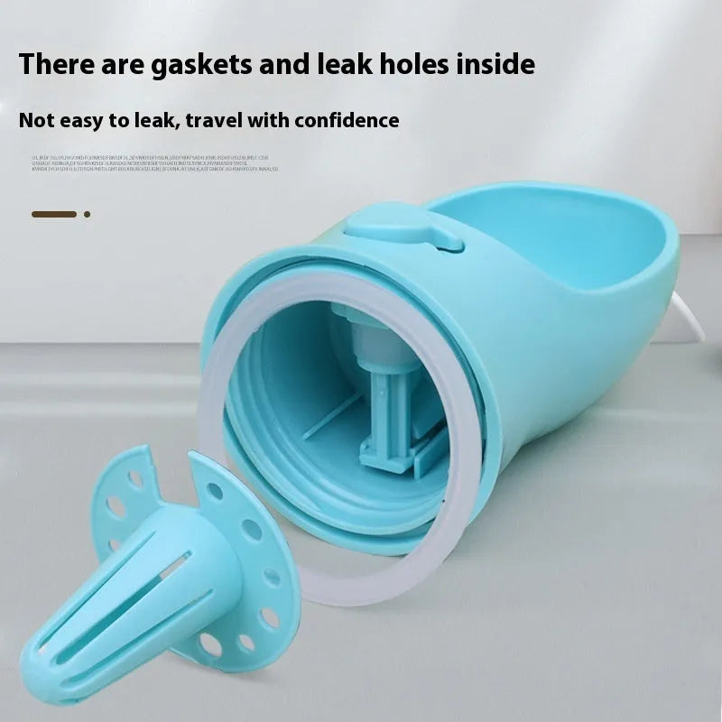 Portable dual-use dog water drinking cup for outings in blue, white or pink colours