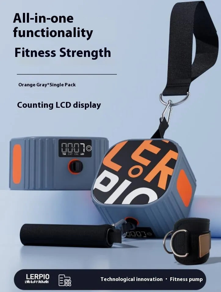 Multi functional fitness strength resistance training tensioner with intelligent adjustment system in blue-grey colour