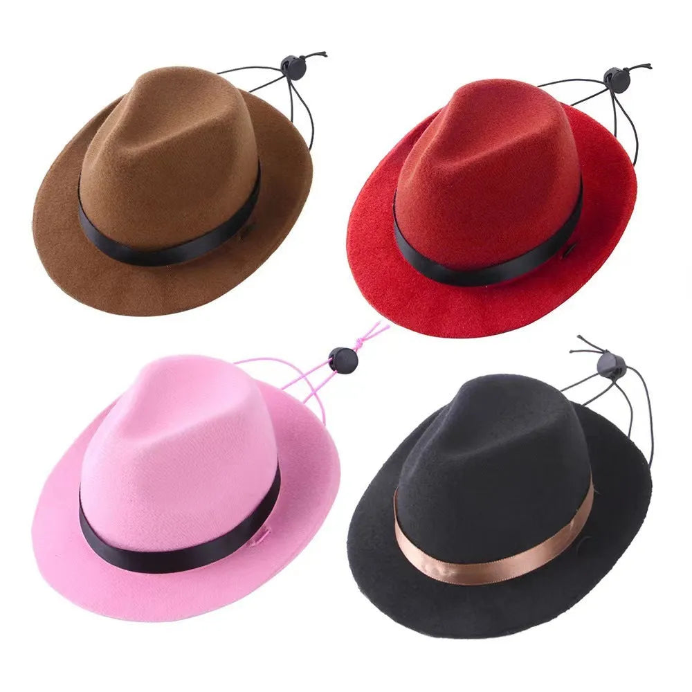 S size 155cm diameter wool felt mini pet hat in pink, black, brown, or red for small animals