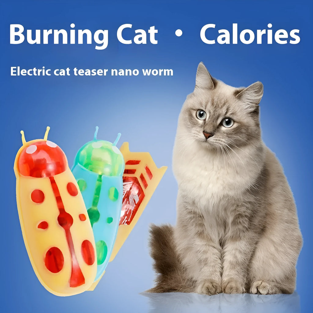Electric toothbrush worm miniature cat teaser toy in iron cow or ladybug style