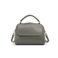 Genuine leather women's crossbody tote bag in cross square shape with double shoulder straps and multiple internal compartments