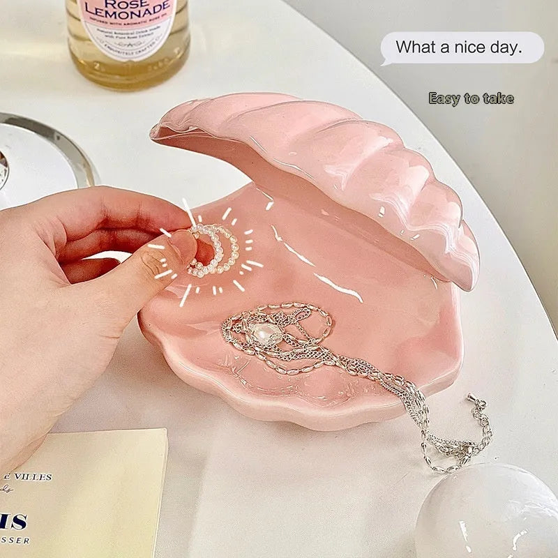 White porcelain decorative tray with optional small night light in pink or white colour options