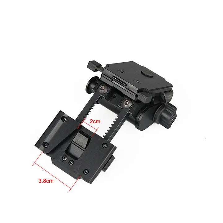 Dark earth coloured metal alloy L4 G24 night vision helmet mount with breakaway base.