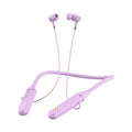 Black wireless sports Bluetooth headset with neckband design, showing power display screen.