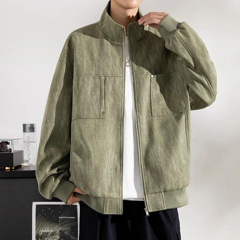 Autumn Weight-catcher Trendy Long Sleeve Casual Coat Men's Clothing in Dark Gray, Bean Green or Lilac, Polyester Drop-Shoulder Casual Coat Available in Sizes M to 8XL for Large Size Men, Suitable for Everyday Leisure Wear and Outdoor Relaxation