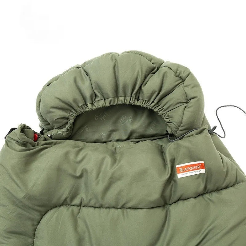 Ultra-light portable cotton sleeping bag quilt for outdoor camping in ochre and olive green colours