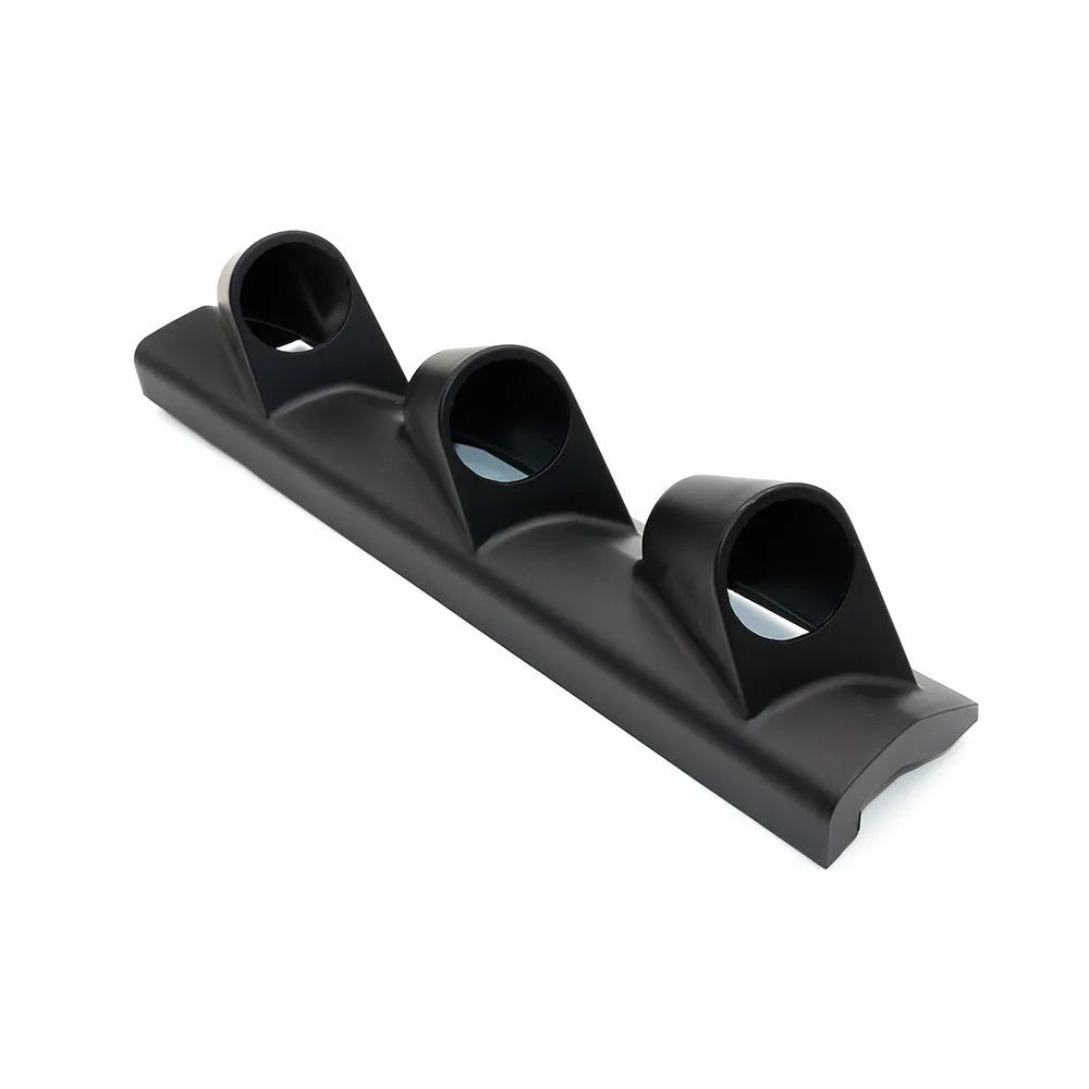 Black ABS plastic three-hole instrument stand for 52mm car gauges, right-hand drive configuration.
