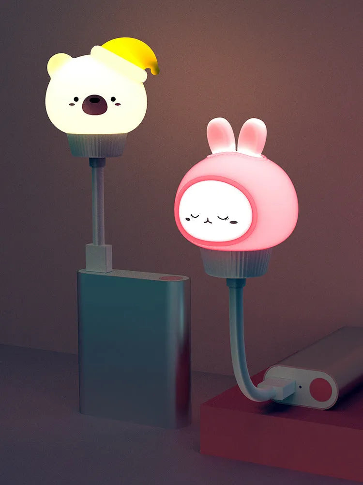 Cute animal USB portable LED night light with remote control and adjustable brightness