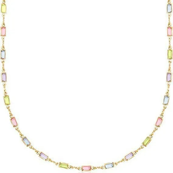 Ladies geometric crystal necklace with glass colour glaze pendant on electroplated alloy chain