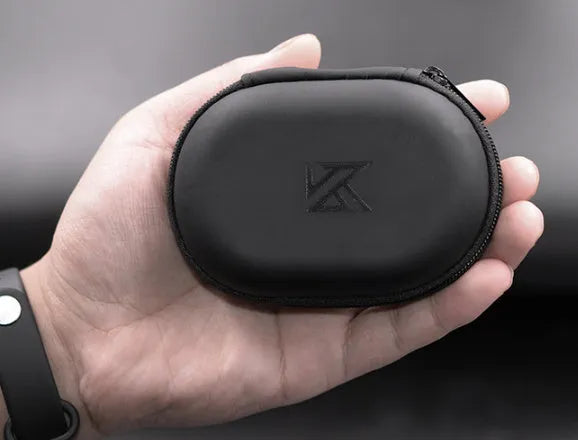 Black oval leather earphone storage case for EDX PRO and compatible models.